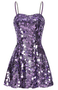 Sequin A Line Dress Purple