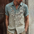 Men's Japanese Cherry Blossom And Bird Art Pattern Short Sleeve Shirt