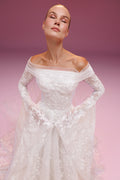 EVELYN Elegant Off-Shoulder Voluminous Sleeves Princess Bridal Gown