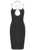 Halter Strappy Dress Black White