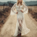 Women's Vintage Elegant Lace Gown Dress A Blend Of Boho And Western Style