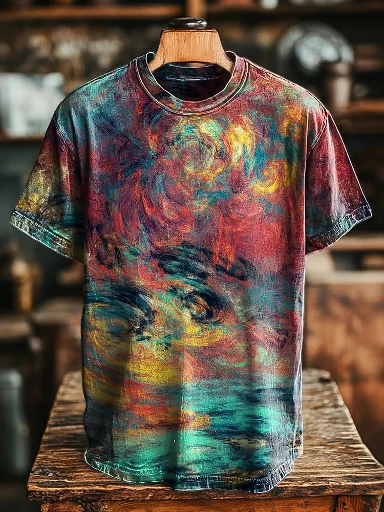Men's Hippie Tie Dye Print Vintage T-shirt