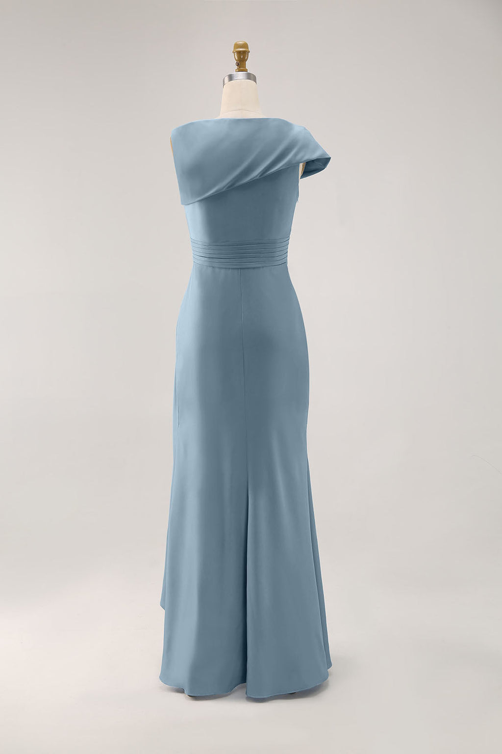 Wedding Guest Party Dress Blue Ruched V Neck Maxi Dress