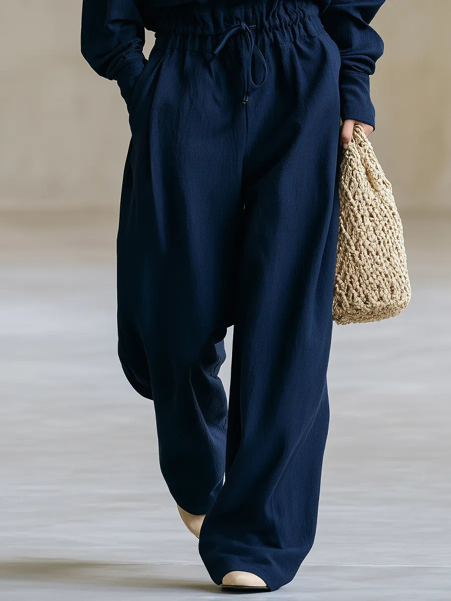 Relaxed Minimal Textured Cotton Two-Piece Set