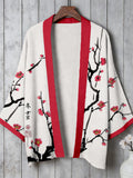 Vintage Japanese Plum Blossom Cozy Linen Kimono