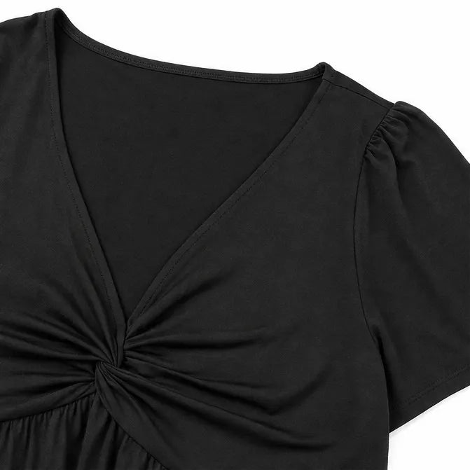 Wearbella – Plus Size V-Neck Twist Front Flutter Sleeve Dress with Pockets