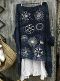 Dandelion Japanese Sashiko Embroidered Art Linen Blend Tunic