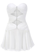 Strapless Ruched A Line Dress White