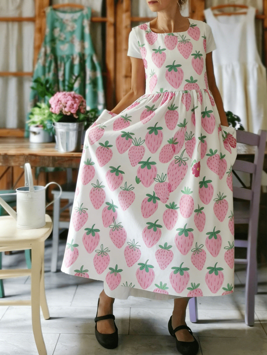 Cute Watercolor Strawberry Apron