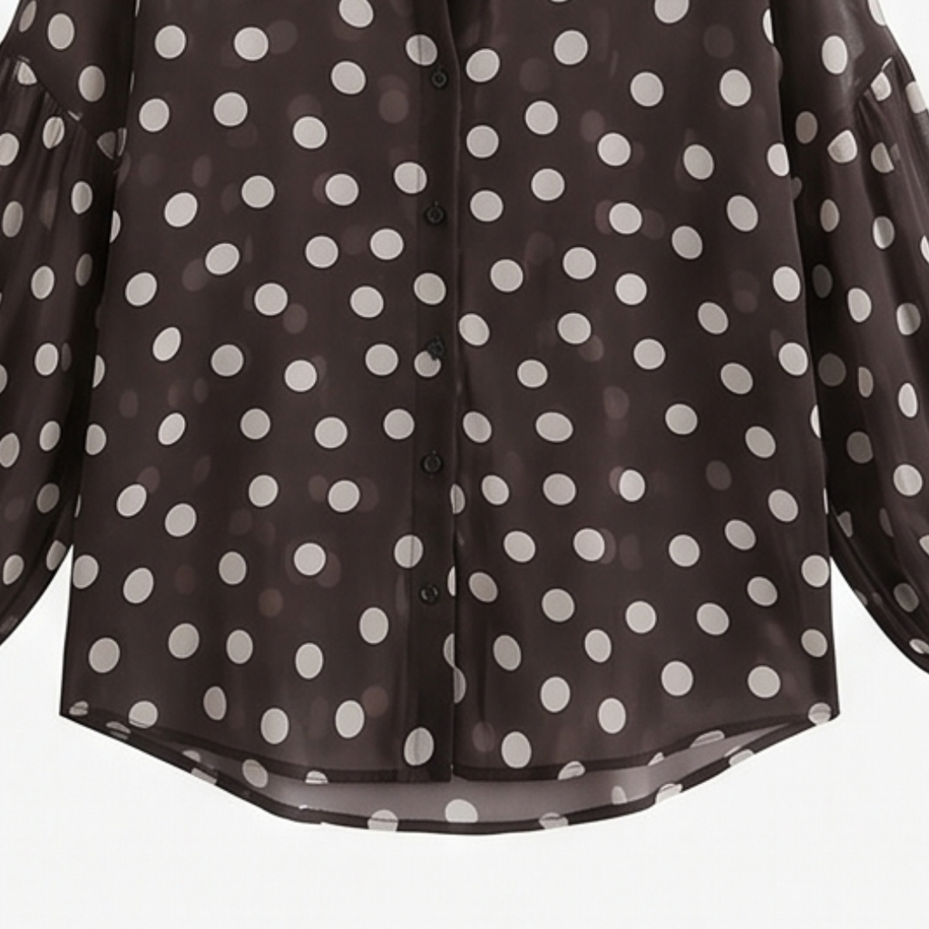Maisova – Satin Polka Dot Button-Down Blouse
