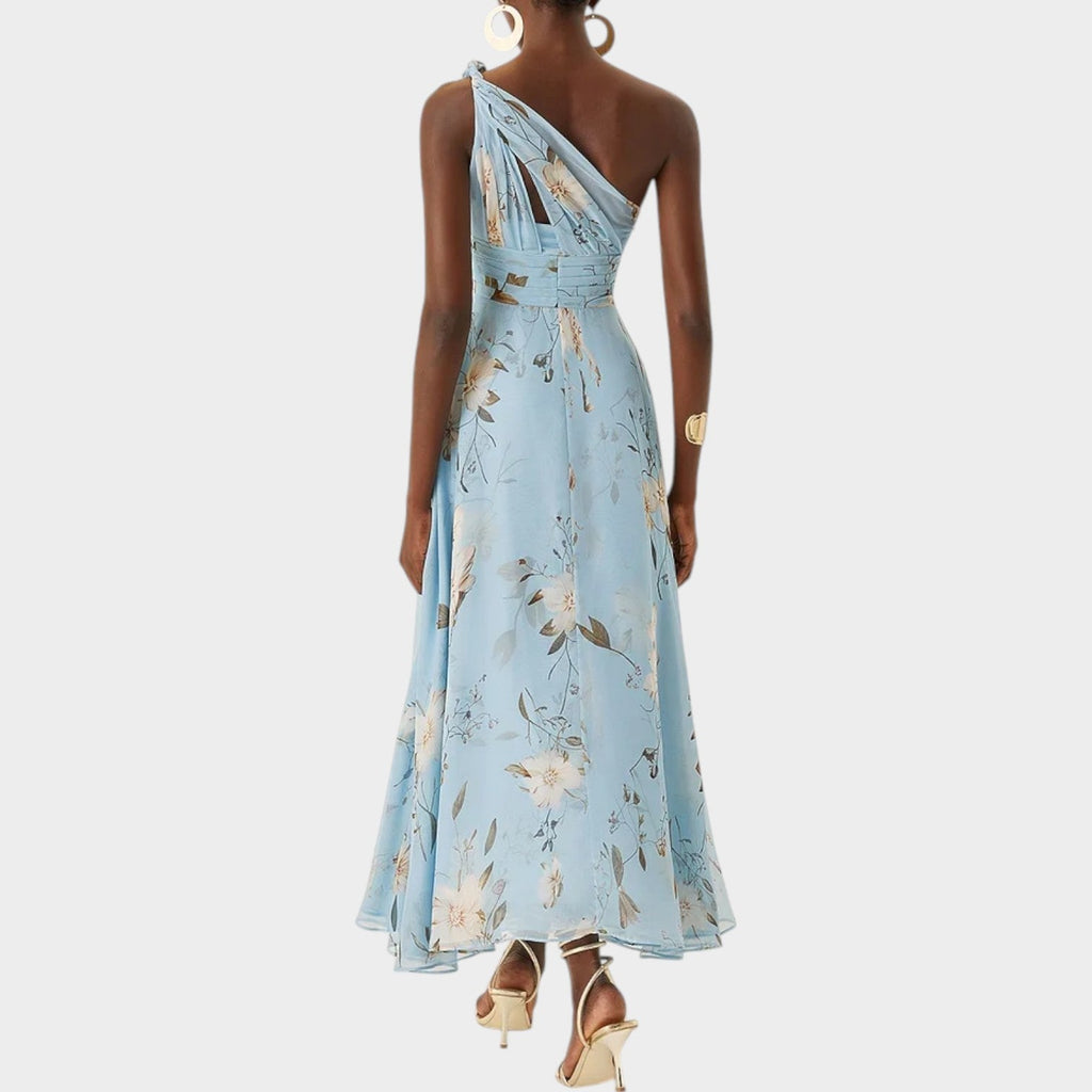 Elegant One-Shoulder Flow Midi Dress