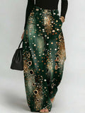 Women's Abstract Art Print Casual Stylish Hollow Denim Pants