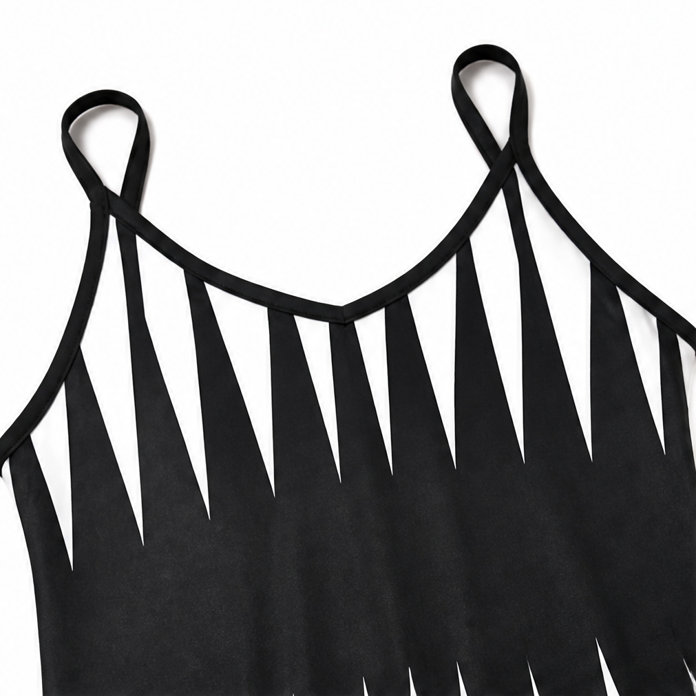Solavia – Vertical Stripe Maxi Dress with V-Neck and Spaghetti Straps