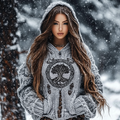 Women's Viking Tree Of Life Celtic Pattern Cozy Hooded Sweater