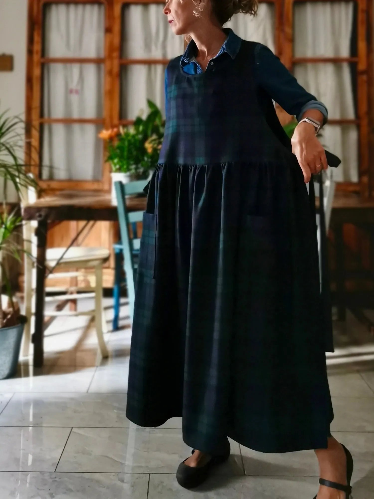 Green and Blue Plaid Apron