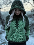 Snow Glitter Gradient Vintage Celtic Hooded Sweater