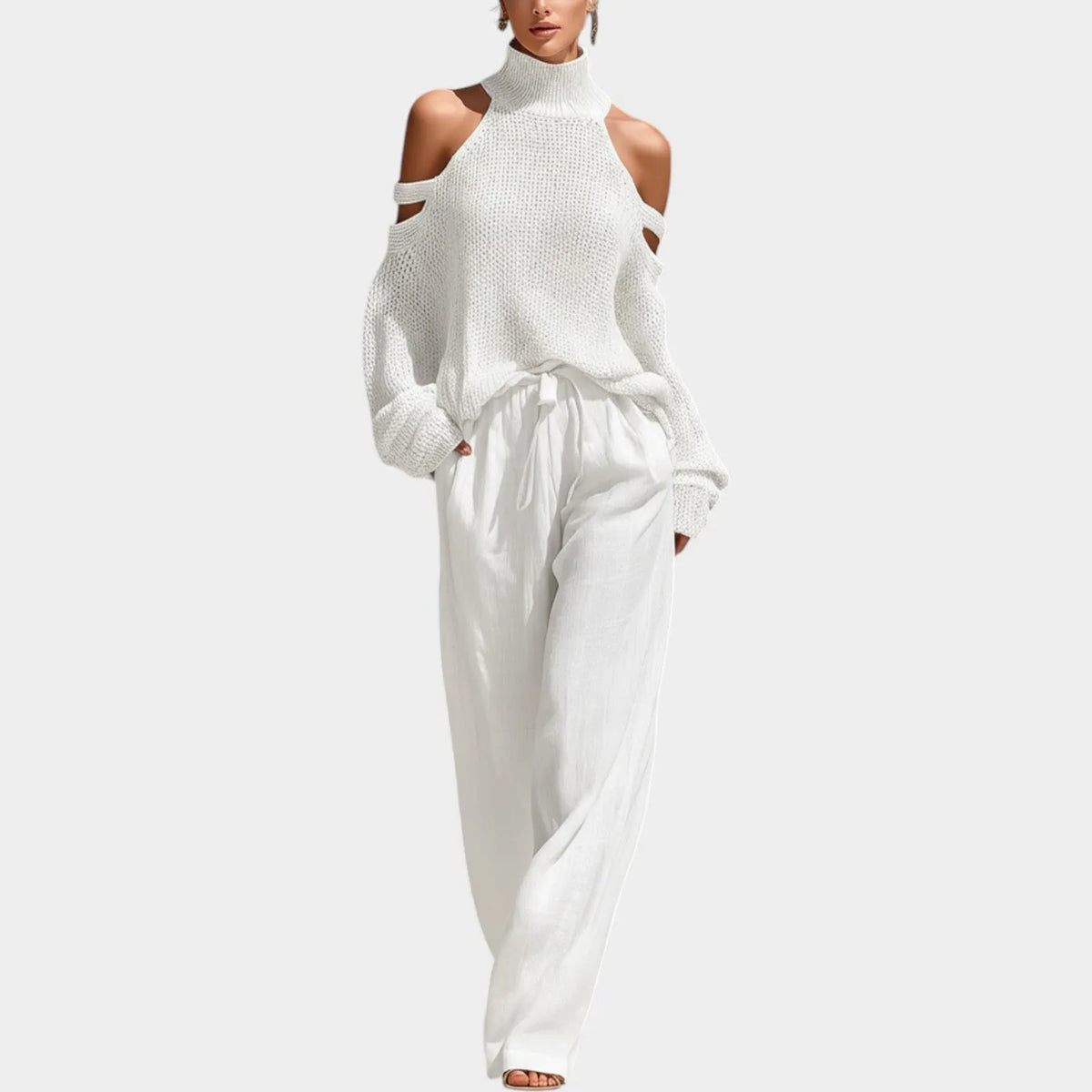 Relaxed Cold-Shoulder Knit Set