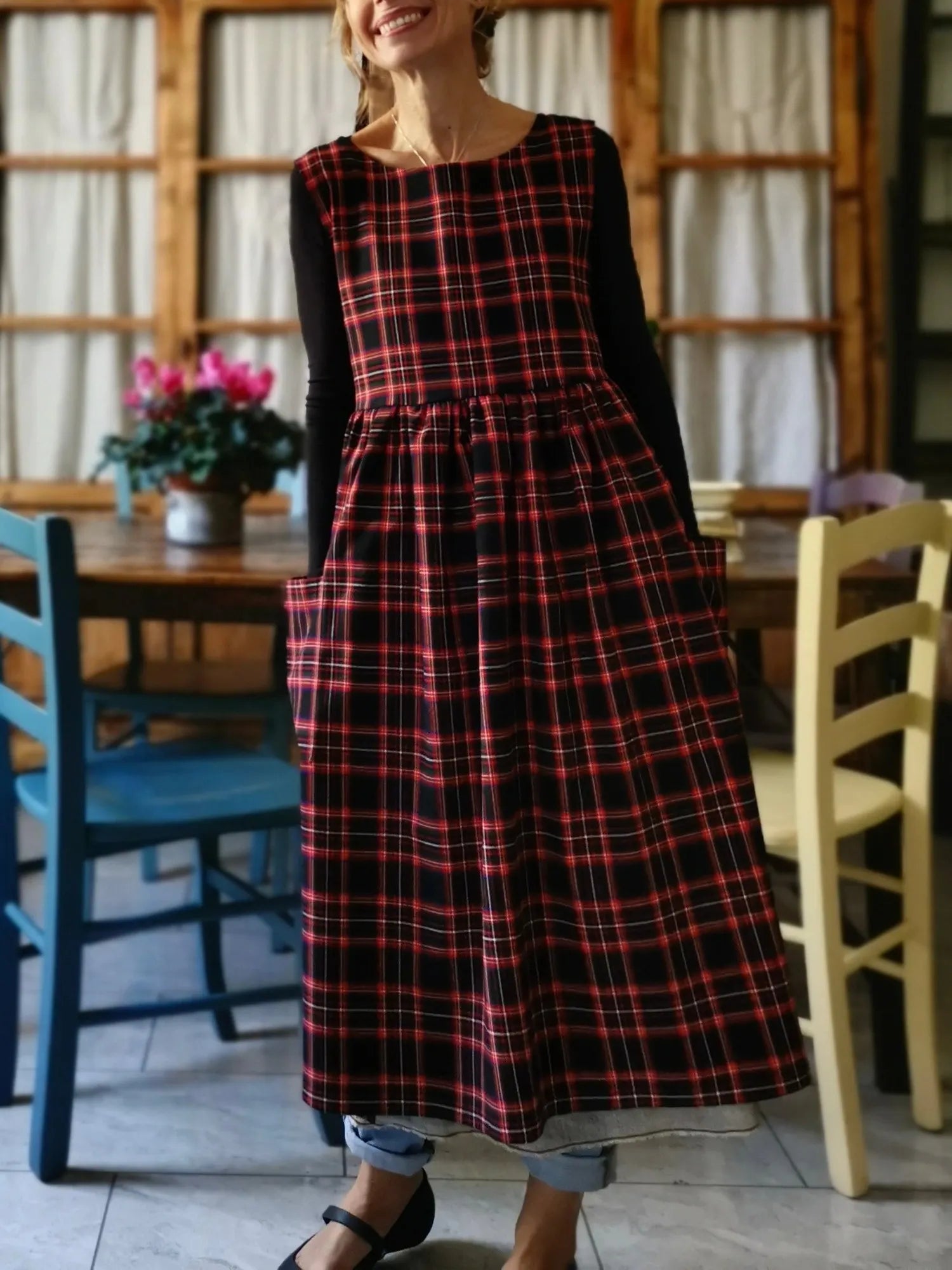 Red & Black Check Apron