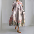 Women's Japanese Cherry Blossoms Art Short Sleeve Midi Dress