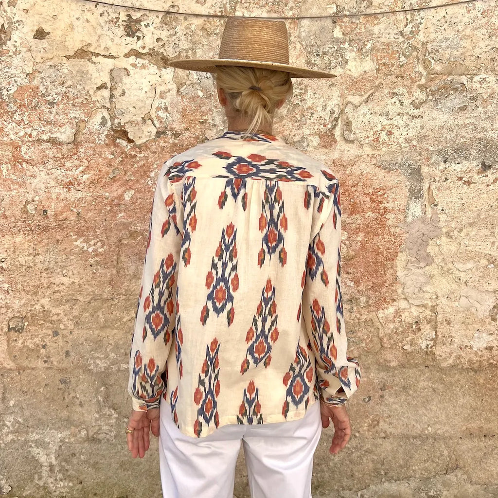 ApuntoB Blouse N. 80 – Italian Lightweight Cotton Split-Neck Blouse with Pockets