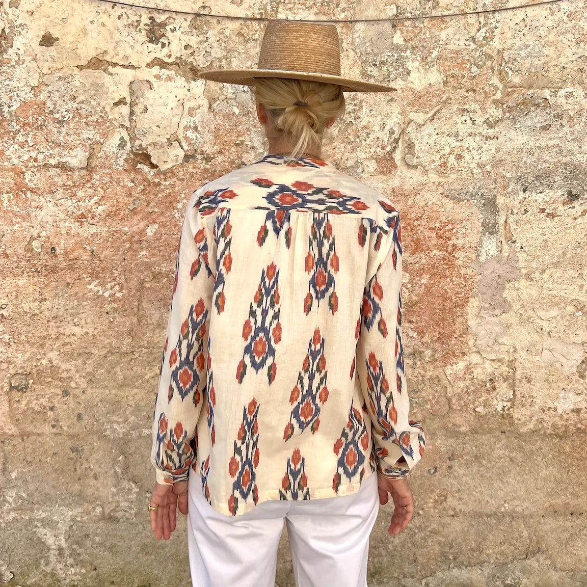 ApuntoB Blouse N. 80 – Italian Lightweight Cotton Split-Neck Blouse with Pockets