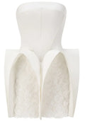 Strapless Geo Floral Dress White