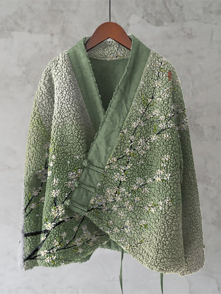 Vintage Japanese Floral Art Design Cozy Kimono