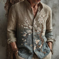 Men's Japanese-style Cherry Blossom Gradient Art Casual Shirt