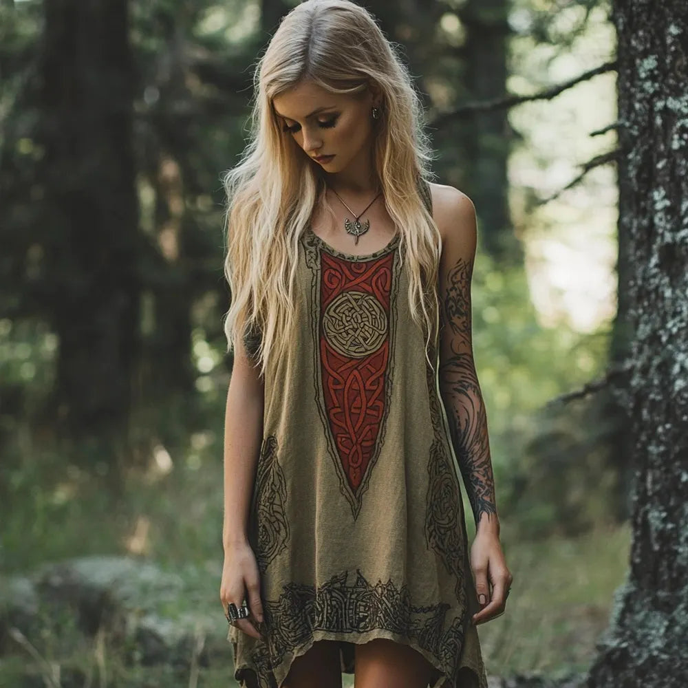 Celtic Vintage Totem Women's Linen Tank Dress