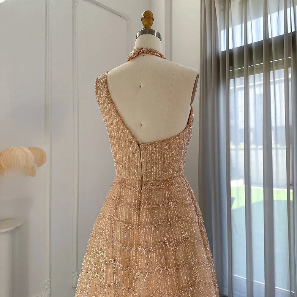 DreamyVow  Luxury Beaded Dubai Lilac Evening Dresses for Women Wedding Party 2023 Elegant Long Arabic Prom Formal Gowns 329