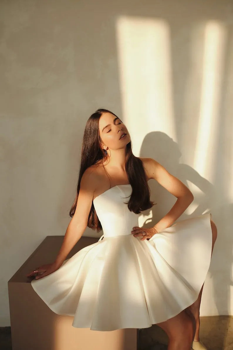Emily Dress, Satin short dress, short wedding dress