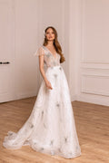 A-line wedding dress BS-014, Cathedral wedding dress, Lace wedding dress, ivory wedding dress.