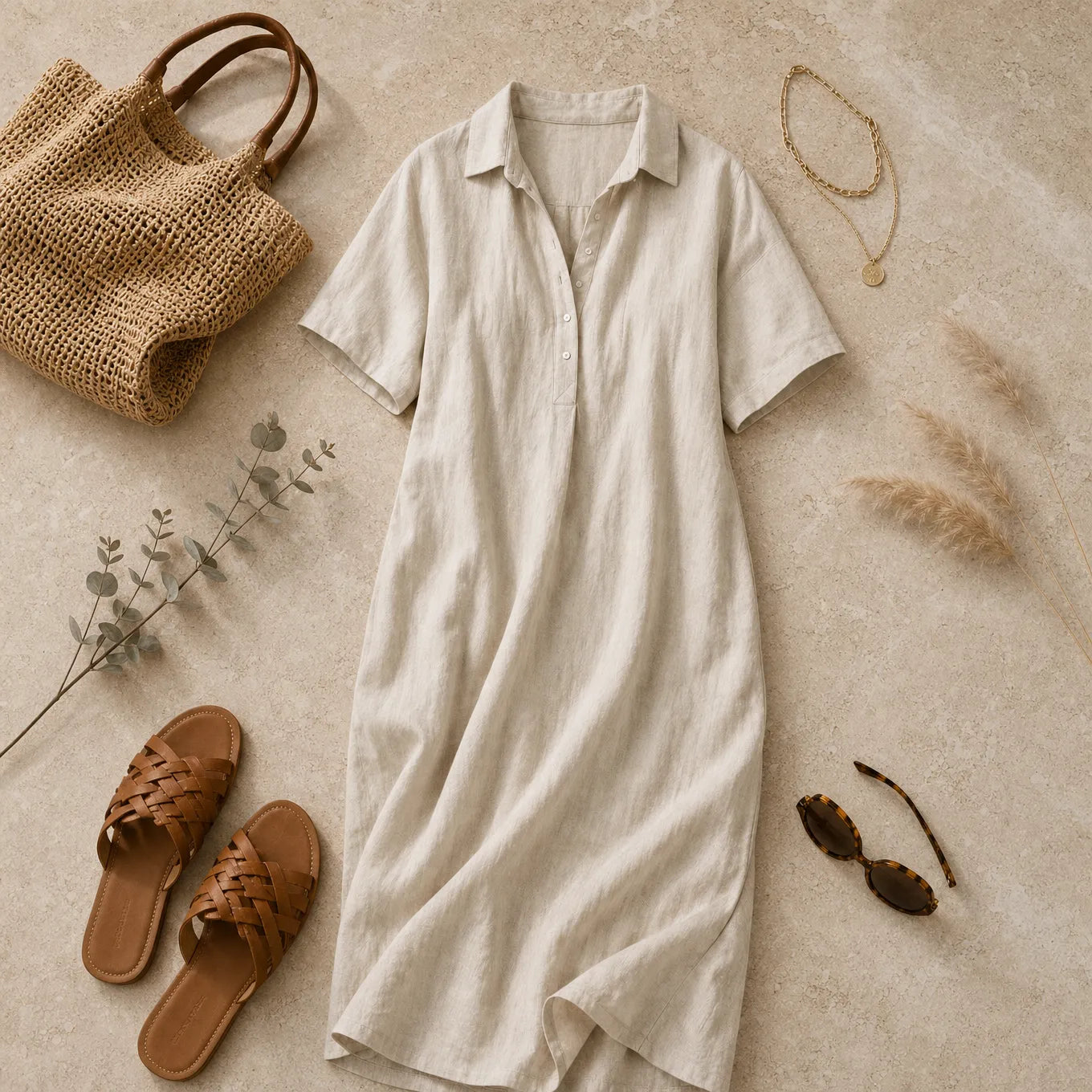 Lunavia – Women's Oversized Midi Shirt Dress