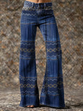 Women's Artistic Floral Print Relaxed Fit Washed Cotton  Pants