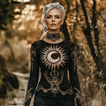 Retro Mystical Moon Print Basic T-shirt