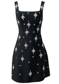 Crystal Bow Detail Backless A Line Dress Black