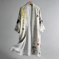 Men's Retro Japanese Art Linen Long Kimono