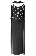Strapless Crystal Peplum Maxi Dress Black