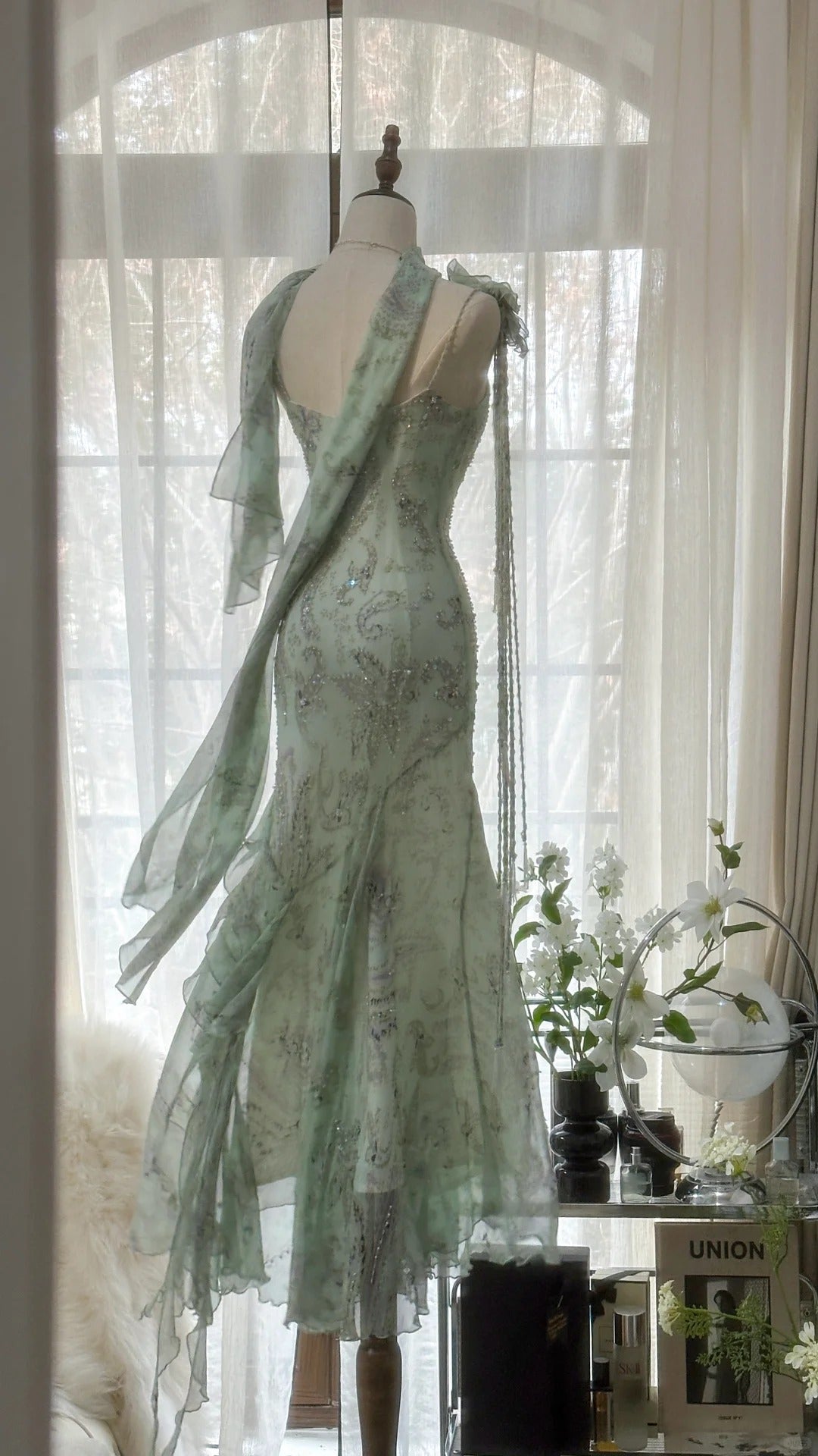 Vintage Evening Dresses, Sleeveless Green Party Gowns  25515