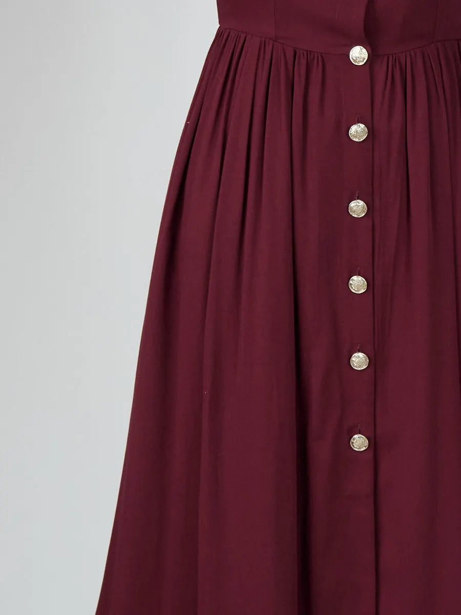 Elegant Zinfandel-colored Cotton And Linen Sleeveless Maxi Dress