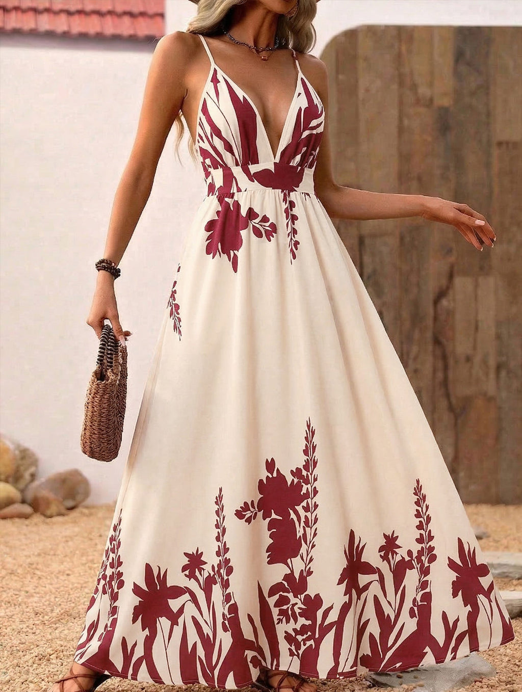 Floral Print Backless Cami Maxi Dress_CWDMD02683