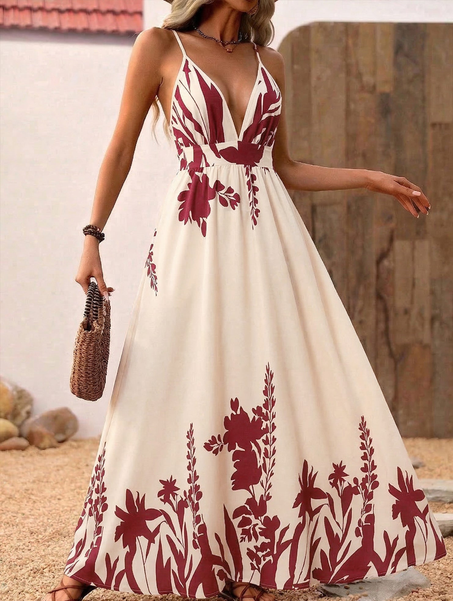 Floral Print Backless Cami Maxi Dress_CWDMD02683