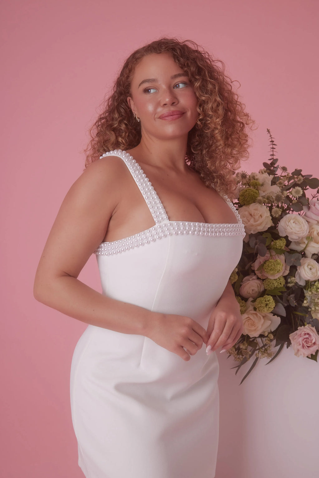 The Ultimate Muse Pearl Trim Mini Dress | White