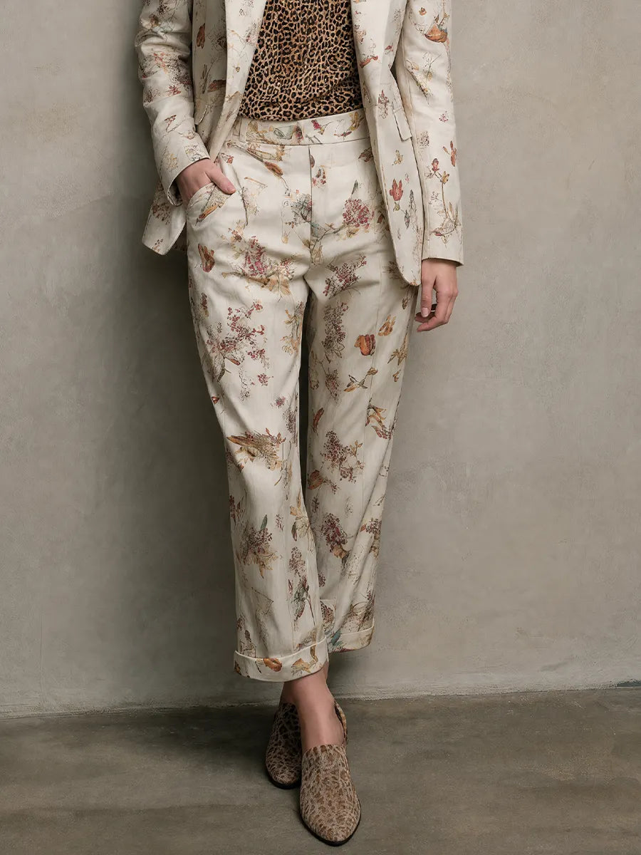 Eclectic Chic Floral Blazer & Straight Leg Pants Set
