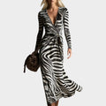 Zebra Print Wrap Maxi Dress