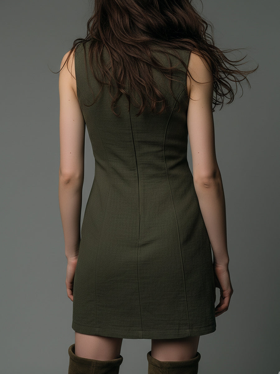 Bohemian Style Cotton And Linen Mini Dress With Lace Trim