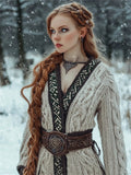 Medieval Contrast Hem Cable Knit Cozy Long Cardigan