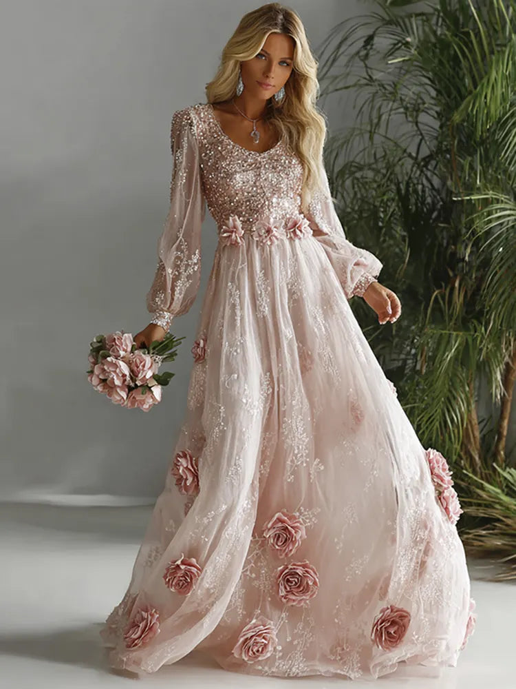 Women's Vacation Rose Floral Print Dress