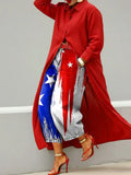 Women's Abstract Flag Art Print Casual Loose Wide-leg Denim Pants