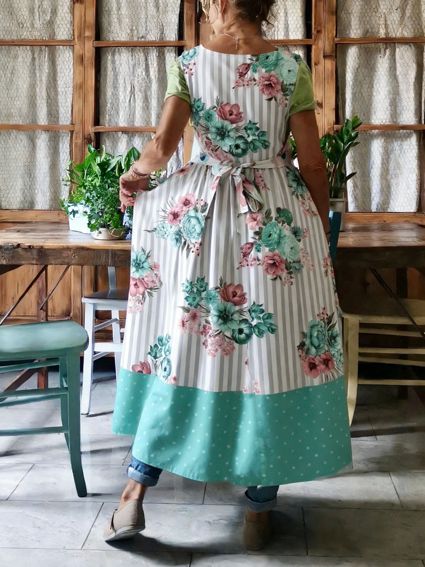 Floral & Polka Dot Patchwork Apron